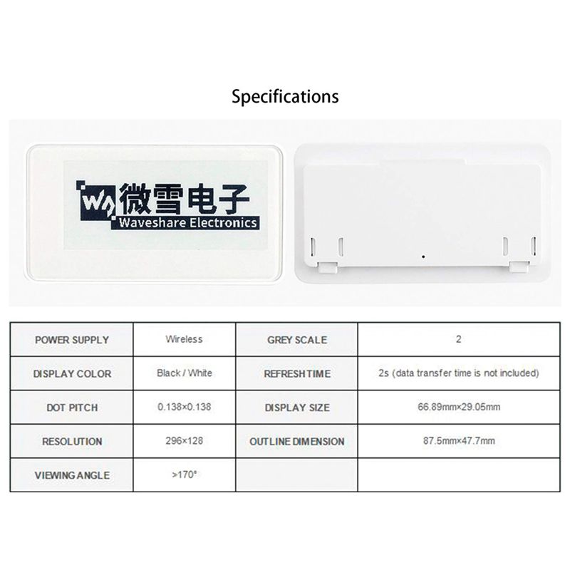 Waveshare 2.9 Inch Wireless -P - Display Epaper 2.9 ulasan dan harga